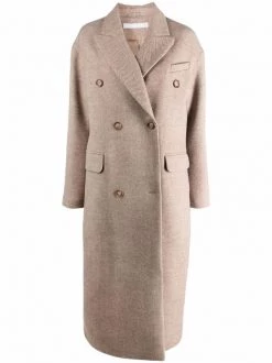 12 STOREEZ Manteau Droit à Boutonnière Croisée COFFEE