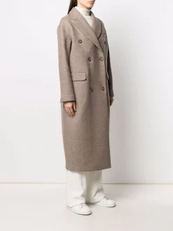 12 STOREEZ Manteau Droit à Boutonnière Croisée COFFEE -12 STOREEZ Soldes Magasin 16547047 33168621 600