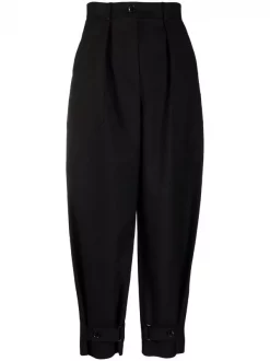 12 STOREEZ Pantalon à Taille Plissée BLACK