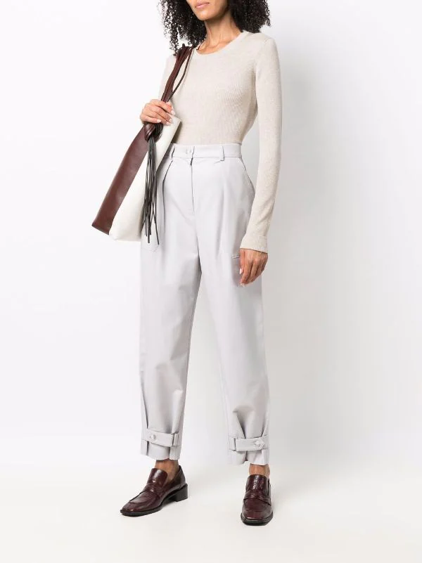 12 STOREEZ Pantalon à Taille Haute Ceinturée Femme 2 12 STOREEZ Pantalon à Taille Haute Ceinturée Femme – Image 2