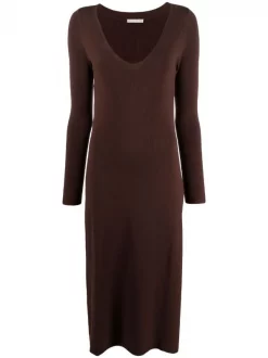 12 STOREEZ Robe En Maille Ă Col V Femme