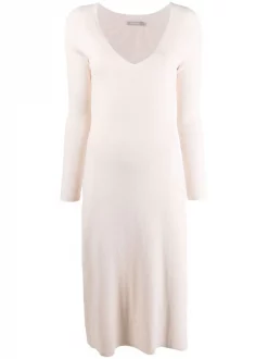 12 STOREEZ IVORY Robe En Maille à Col V Femme