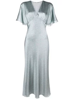 12 STOREEZ Robe Mi-longue En Soie Femme