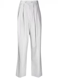 12 STOREEZ Pantalon Droit à Taille Plissée PEARL GREY
