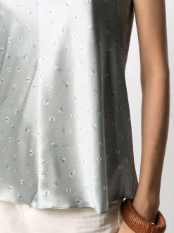 12 STOREEZ Grey Blue Floral Print Caraco En Satin Femme -12 STOREEZ Soldes Magasin 16547062 33176760 600