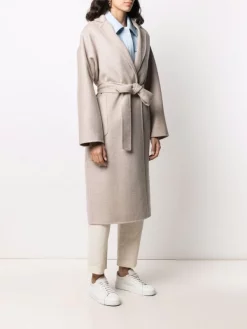 12 STOREEZ Manteau à Taille Nouée Grey Beige Melange -12 STOREEZ Soldes Magasin 16547065 33174241 600