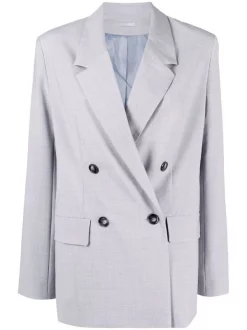 12 STOREEZ Veste à Boutonnière Croisée Grey Melange