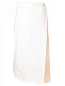 ( Positively Conscious ) 12 STOREEZ Jupe En Lin à Design Asymétrique IVORY