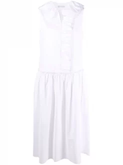 12 STOREEZ WHITE Robe Mi-longue Ă Volants Femme