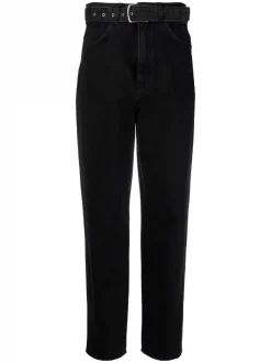 12 STOREEZ Soldes Magasin 23 12 STOREEZ Jean à Taille Ceinturée BLACK