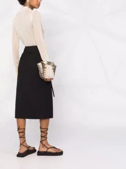 12 STOREEZ Jupe Mi-longue à Fente Devant BLACK -12 STOREEZ Soldes Magasin 16560653 33124717 600