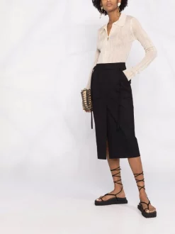 12 STOREEZ Jupe Mi-longue à Fente Devant BLACK -12 STOREEZ Soldes Magasin 16560653 33125062 600