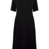 12 STOREEZ BLACK Robe Mi-longue à Fente Femme
