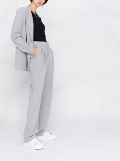 12 STOREEZ Grey Pantalon à Taille Haute Femme -12 STOREEZ Soldes Magasin 16560666 33129496 600