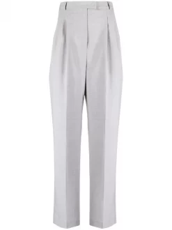 12 STOREEZ Grey Pantalon à Taille Haute Femme