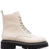 12 STOREEZ LIGHT GREY Bottines En Cuir à Semelle épaisse Femme