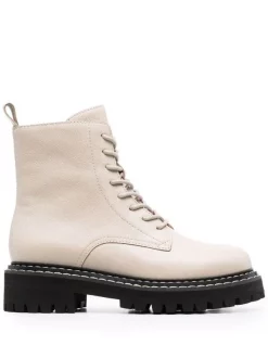 12 STOREEZ Soldes Magasin 30 12 STOREEZ LIGHT GREY Bottines En Cuir à Semelle épaisse Femme