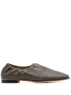 12 STOREEZ DARK KHAKI Mocassins En Cuir Grainé Femme
