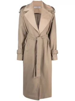 12 STOREEZ DARK BEIGE Trench à Taille Nouée Femme