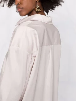 12 STOREEZ Chemise à Ourlet Incurvé BEIGe -12 STOREEZ Soldes Magasin 16641028 33749392 600