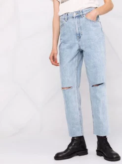 12 STOREEZ LIGHT BLUE Jean à Détails Effilochés Femme -12 STOREEZ Soldes Magasin 16641029 33734023 600