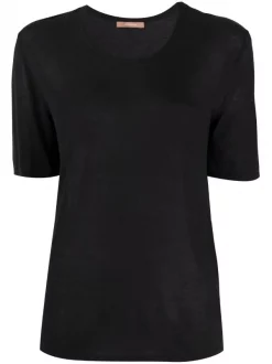 ( Positively Conscious ) 12 STOREEZ BLACK T-shirt En Maille Nervurée Femme