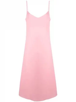 12 STOREEZ Robe Mi-longue à Fines Bretelles PINK