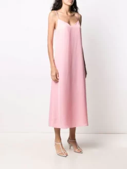 12 STOREEZ Robe Mi-longue à Fines Bretelles PINK -12 STOREEZ Soldes Magasin 16651939 33235214 600