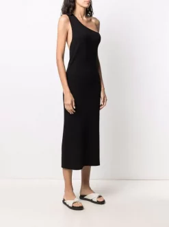 12 STOREEZ Robe Mi-longue à Design à Une épaule BLACK -12 STOREEZ Soldes Magasin 16651942 33235084 600