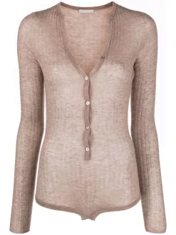 12 STOREEZ COFFEE Cardigan En Maille Fine Nervuré Femme