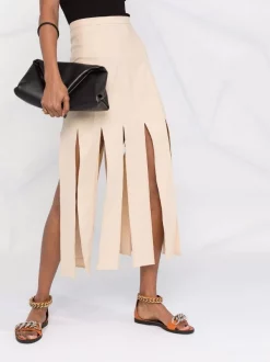 12 STOREEZ BEIGe Jupe Trapèze à Détail De Fentes Femme -12 STOREEZ Soldes Magasin 16754959 33298211 600