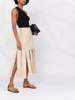 12 STOREEZ BEIGe Jupe Trapèze à Détail De Fentes Femme -12 STOREEZ Soldes Magasin 16754959 33298220 600