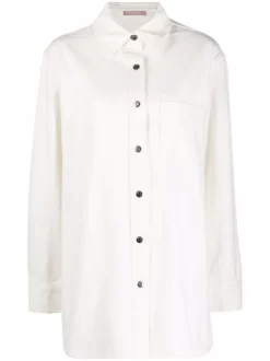 12 STOREEZ IVORY Chemise Oversize à Boutonnière Femme