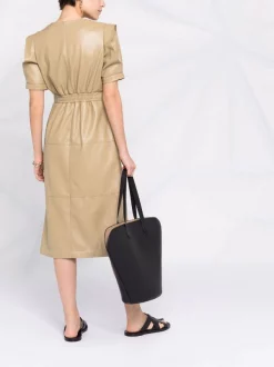 12 STOREEZ Beige Olive Robe-chemise Froncé à Effet Texturé Femme -12 STOREEZ Soldes Magasin 16756164 33297272 600