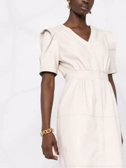 12 STOREEZ Robe Mi-longue Froncée à Manches Courtes Femme -12 STOREEZ Soldes Magasin 16756165 33295372 600