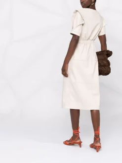 12 STOREEZ Robe Mi-longue Froncée à Manches Courtes Femme -12 STOREEZ Soldes Magasin 16756165 33297704 600