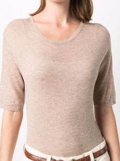 12 STOREEZ T-shirt En Maille Fine COFFEE -12 STOREEZ Soldes Magasin 16756370 34720526 600