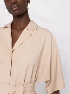 12 STOREEZ Robe-chemise à Design Portefeuille Beige Melange -12 STOREEZ Soldes Magasin 16756371 33298237 600