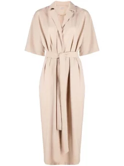 12 STOREEZ Robe-chemise à Design Portefeuille Beige Melange