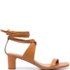 12 STOREEZ COGNAC Sandales à Bride Cheville Nouée Femme