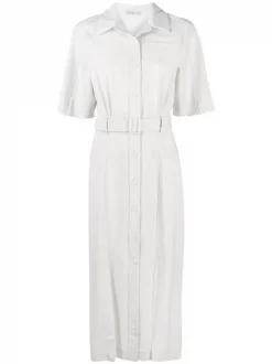 12 STOREEZ LIGHT GREY Robe-chemise à Design à Empiècements Femme