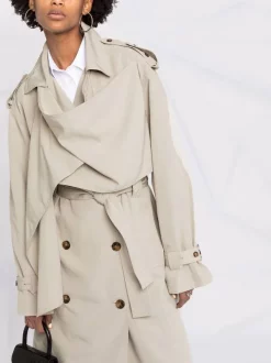12 STOREEZ Trench Drapé à Design à Empiècements LIGHT OLIVE -12 STOREEZ Soldes Magasin 16757760 33258445 600