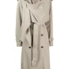 12 STOREEZ Trench Drapé à Design à Empiècements LIGHT OLIVE