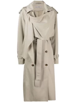 12 STOREEZ Trench Drapé à Design à Empiècements LIGHT OLIVE