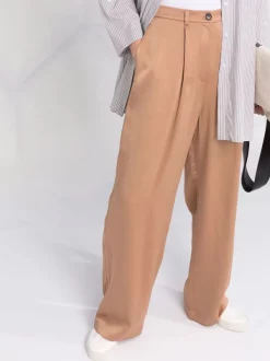 12 STOREEZ Pantalon Palazzo à Pinces COFFEE -12 STOREEZ Soldes Magasin 16757770 33275840 600