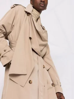 12 STOREEZ Trench Drapé à Boutonnière Croisée BEIGe -12 STOREEZ Soldes Magasin 16758220 33260003 600