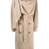 12 STOREEZ Trench Drapé à Boutonnière Croisée BEIGe