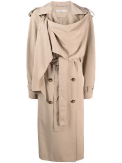12 STOREEZ Trench Drapé à Boutonnière Croisée BEIGe