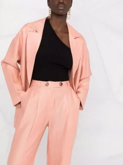 ( Positively Conscious ) 12 STOREEZ Pantalon Ample En Lin LIGHT CORAL -12 STOREEZ Soldes Magasin 16758226 33511137 600