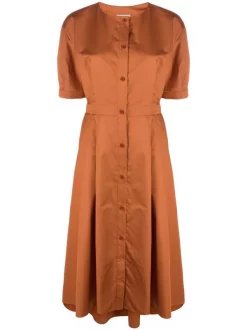 12 STOREEZ Soldes Magasin 12 12 STOREEZ TERRACOTTA Robe évasée à Boutonnière Devant Femme